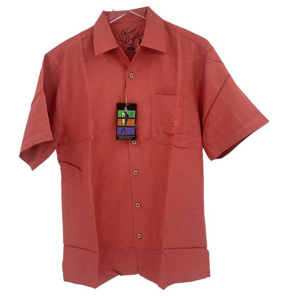 NATIVE OUTFITTERS Camp Shirt Size S New $99 Red Rust Coral Hogfish Boating Water - Picture 4 of 9